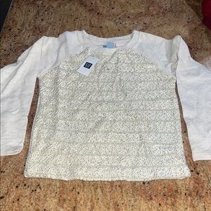 GAP Cream Sequin Long Sleeve Tee